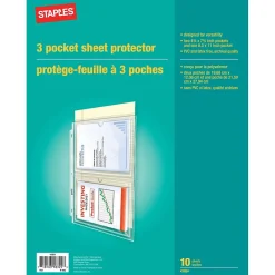 Staples Standard Weight Sheet Protectors, 8.5" x 11", Clear, 10 Sheets/Pack (41924)