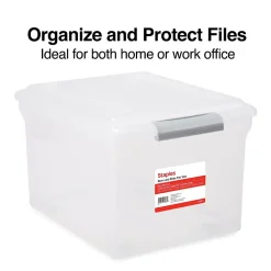Staples Store & Slide Plastic File Box Latching, Letter/Legal Size, Clear (140167/139997)