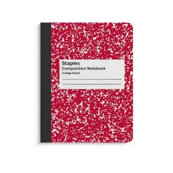 Staples 1-Subject Composition Notebooks, 7.5" x 9.75", Wide Ruled, 100 Sheets (ST55077C)