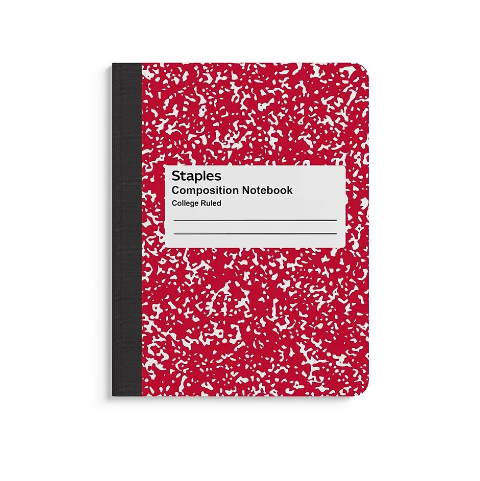 Staples 1-Subject Composition Notebooks, 7.5" x 9.75", Wide Ruled, 100 Sheets (ST55077C)