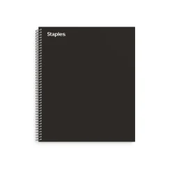 Staples 5-Subject Notebook, 8.5" x 11", College Ruled, 200 Sheets, Black (TR58363)