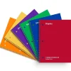 Staples 1-Subject Notebooks, 8" x 10.5", College Ruled, 70 Sheets, Assorted Colors, 6/Pack (ST58376C)