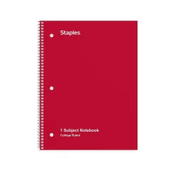 Staples® 1-Subject Subject Notebooks, Other, College Ruled, 100 Sheets, Black (42077M)