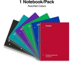 Staples® 5-Subject Subject Notebooks, 8.5