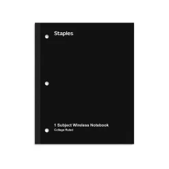 Staples® 1-Subject Subject Notebooks, 8.5" x 11", College Ruled, 100 Sheets, Assorted (27628/54896)