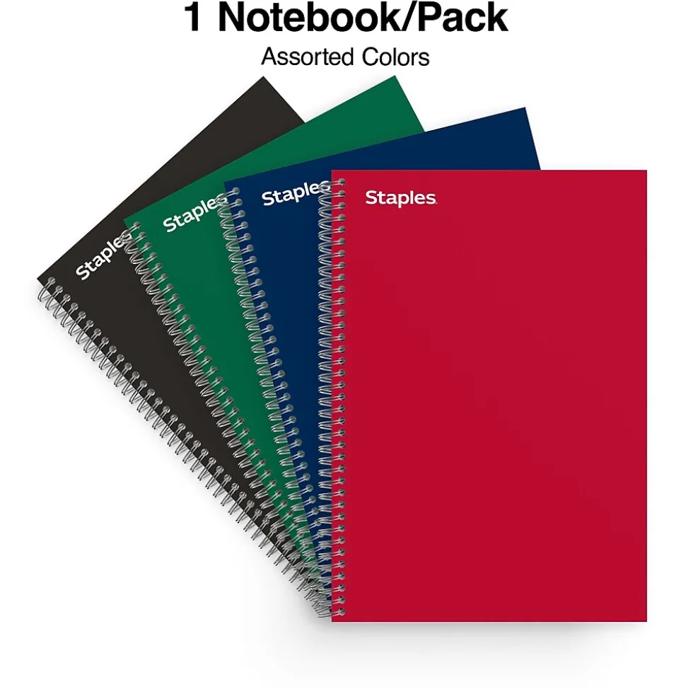 Staples® 3-Subject Subject Notebooks, College Ruled, 150 Sheets, Assorted (83360)