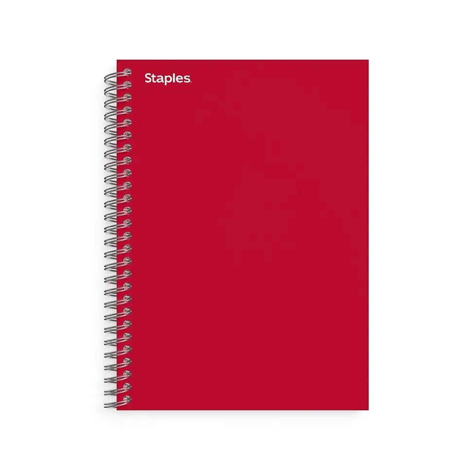 Staples® 1-Subject Subject Notebooks, 5" x 7", College Ruled, 100 Sheets, Assorted (83357)
