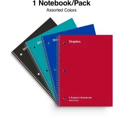 Staples® 5-Subject Subject Notebooks, 8