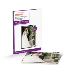 Staples Supreme Satin Photo Paper, 8.5"W x 11"L, 50/Pack (19893-CC)