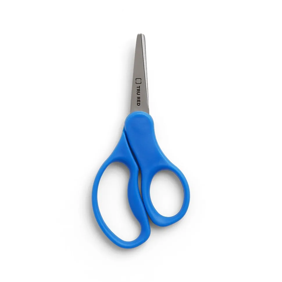 Staples Teacher Pack 5" Kids Pointed Tip Stainless Steel Scissors, Straight Handle, Right & Left Handed, 12/Pack (TR55057)