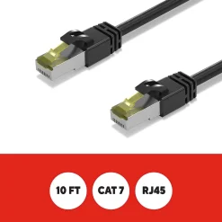 Staples TECH 10' Cat 7 Ethernet Cable, Male to Male, Black (ST62461)