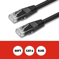 Staples TECH 50' Cat-6 Ethernet Cable, Male to Male, Black (ST62448)