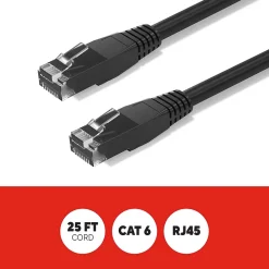 Staples TECH 25 ft. Cat-6 Ethernet Cable, Male to Male, Black (ST62457)