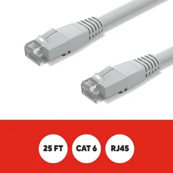 Staples TECH 25 ft. Cat-6 Ethernet Cable, Male to Male, Gray (ST62446)