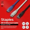 Staples TECH 25 ft. Cat-6 Ethernet Cable, Male to Male, Assorted Colors, 3/Pack (ST62460)