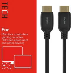 Staples TECH 6 ft. HDMI to HDMI Audio/Video Cable, Male to Male, Black (ST62477)