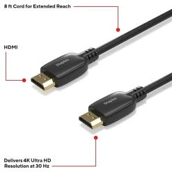 Staples TECH 8 ft. HDMI to HDMI Audio/Video Cable, Male to Male, Black (ST62467)