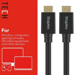 Staples TECH 25 ft. HDMI to HDMI Audio/Video Cable, Male to Male, Black (ST62476)