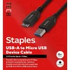 Staples TECH 6 ft. USB-A to Micro USB Type B Cable, Male to Male, Black (ST62441)