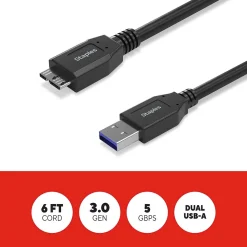 Staples TECH 6 ft. USB-A to Micro USB Type B Cable, Male to Male, Black (ST62441)