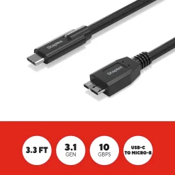 Staples TECH 3.3 ft. USB-C to Micro USB Type-B Audio/Video Cable, Male to Male, Black (ST62445)