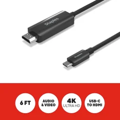 Staples TECH 6 ft. USB-C to HDMI Audio/Video Cable, Male to Male, Black (ST62472)