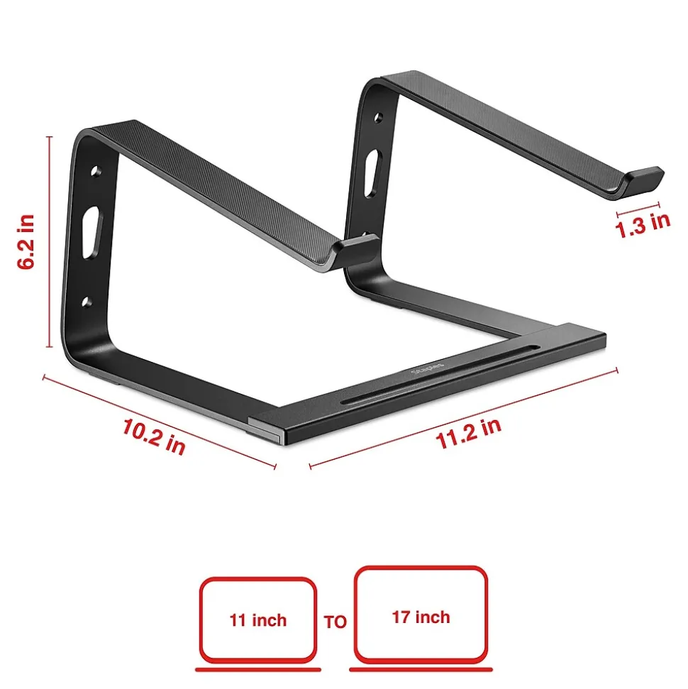 Staples TECH 11.2 x 10.2 Aluminum Laptop Stand, Black (ST62654)