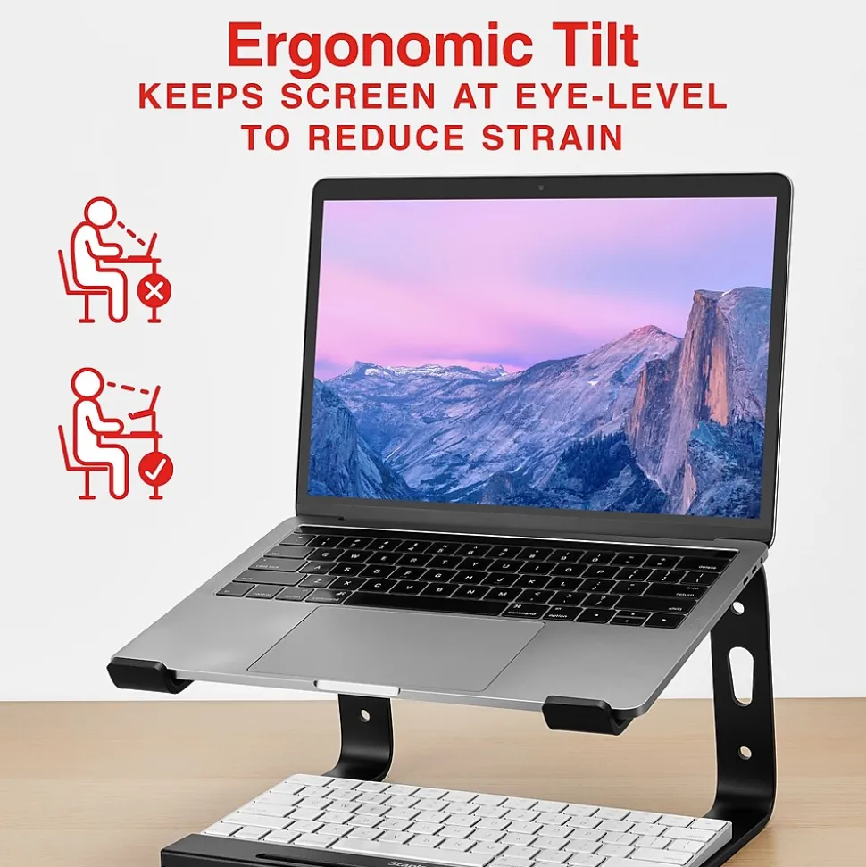 Staples TECH 11.2 x 10.2 Aluminum Laptop Stand, Black (ST62654)