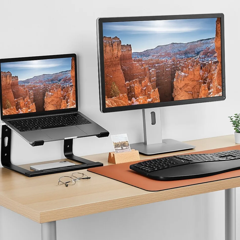 Staples TECH 11.2 x 10.2 Aluminum Laptop Stand, Black (ST62654)