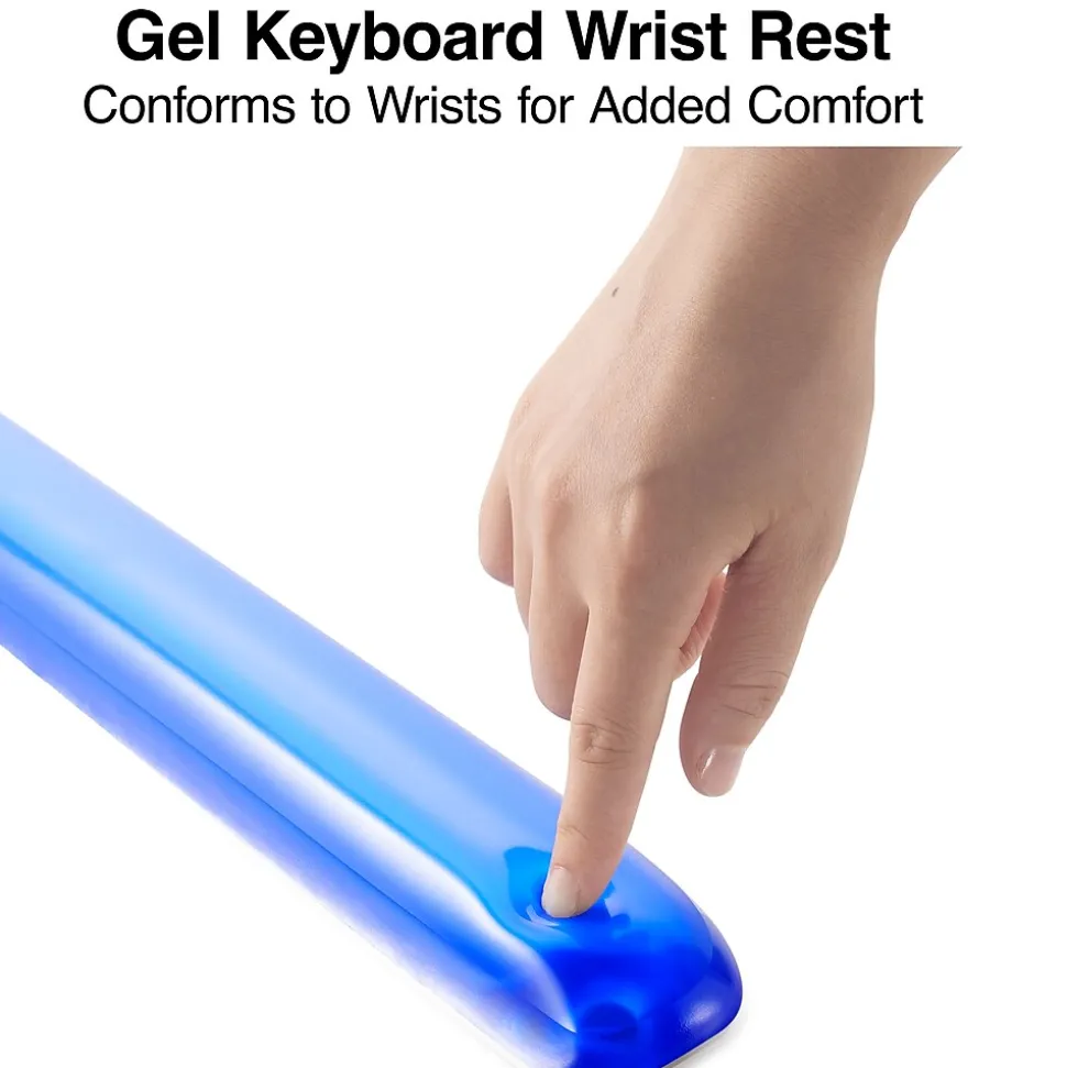 Staples TECH Gel Non-Skid Wrist Rest, Blue Crystal (79038)