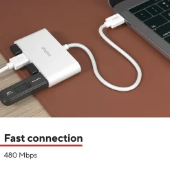 Staples TECH 4-Port USB 2.0 Hub, White (ST62376)