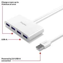 Staples TECH 4-Port USB 2.0 Hub, White (ST62376)