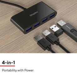 Staples TECH 4-Port USB 2.0 Hub, Black (ST62379)