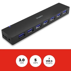 Staples TECH 7-Port USB 3.0 Hub, Black (ST62371)
