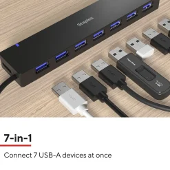 Staples TECH 7-Port USB 3.0 Hub, Black (ST62371)