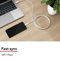 Staples TECH USB-C to USB-C Charging Cable, 6.5 ft., White, 5/Pack (ST62315)