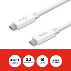 Staples TECH USB-C to USB-C Charging Cable, 3.3 ft., White (ST62317)