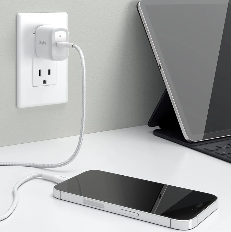 Staples TECH USB-C Wall Charger, 20W, White (NX60446)