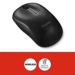 Staples TECH Wireless Ambidextrous Optical USB Mouse, Black (ST62601)