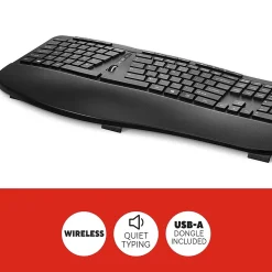 Staples TECH Wireless Ergonomic Keyboard, Black (ST62603)