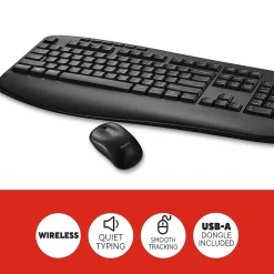 Staples TECH Wireless Keyboard and Optical Mouse Combo, Black (ST62637)