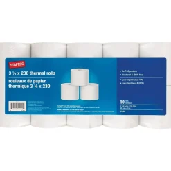 Staples Thermal Cash Register/POS Rolls, 1-Ply, 3 1/8" x 230', 10/Pack (18229/21265)