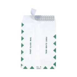 Staples Tyvek EasyClose Catalog Envelopes, 12"L x 15.5"H, White and Green, 100/Box (SPL17181)