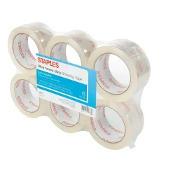 Staples® Ultra Heavy Duty Shipping Packing Tape, 1.88" x 54.6 Yds, Clear, 6/Rolls (52196)