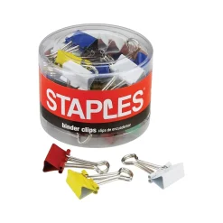 Staples 0.5"W Binder Clips, Micro, Assorted, 100/Pack (15346)