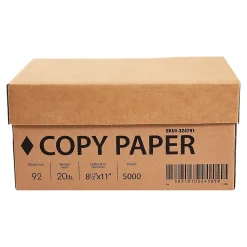 Staples White Box 8.5" x 11", Copy Paper 20 lbs., 92 Brightness, White, 5000 Sheets/Carton (324791/200230)