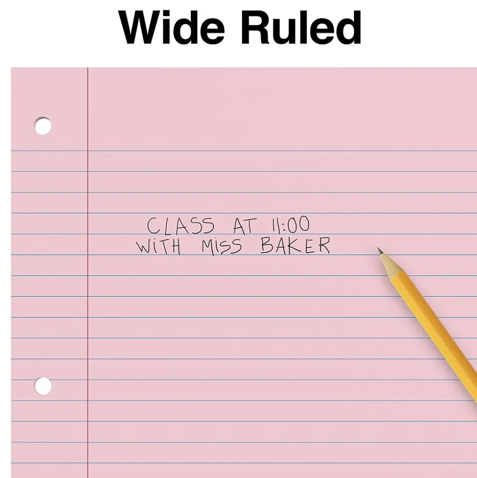 Staples Wide Ruled Filler Paper, 8" x 10.5", Assorted Colors, 100 Sheets/Pack (TR41637)