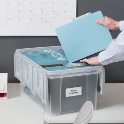 Staples Wing Lid File Totes, Letter Size, Clear (140166/139585)