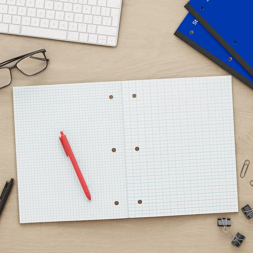 Staples Wireless 1-Subject Notebook, 8.5" x 11", Graph Ruled, 80 Sheets, Blue (ST58382)