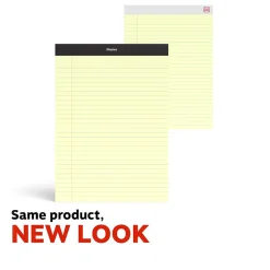 Staples Writing Pad, 8.5" x 11.75", Wide Ruled, Canary, 50 Sheets/Pad (40066)